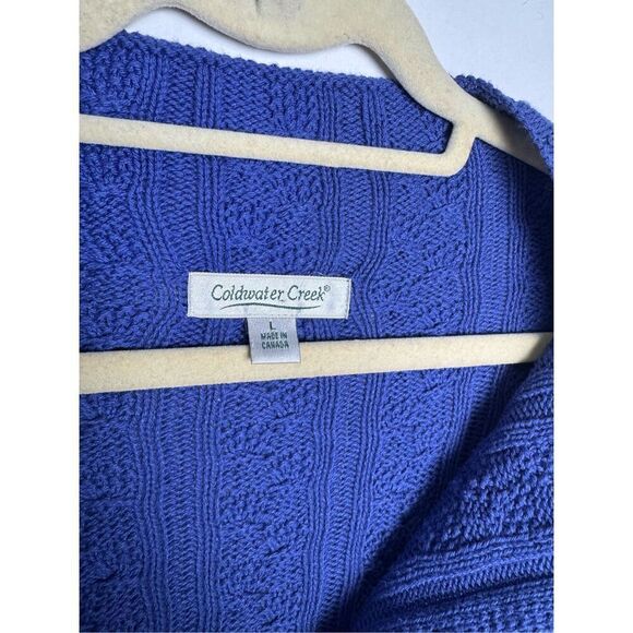 Coldwater Creek Cable Knit Pullover Sweater Zippered Neckline Long Sleeve Blue L - Picture 3 of 15